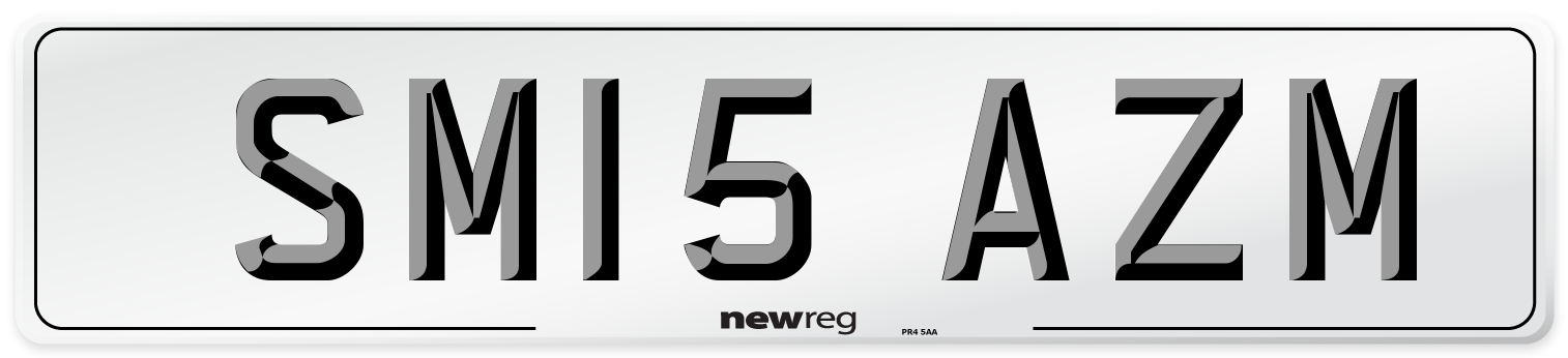 SM15 AZM Number Plate from New Reg